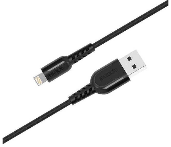 Porodo 1.2Meter Metal Braided Lightning Cable - Black - Zoom Image 1