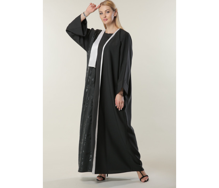 Moistreet Medium Black Abaya with Jaquard Panel - Zoom Image 1