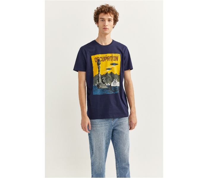 Springfield SS18 SPF Printed Short Sleeve T-shirt Large - Medium Blue - Zoom Image 1