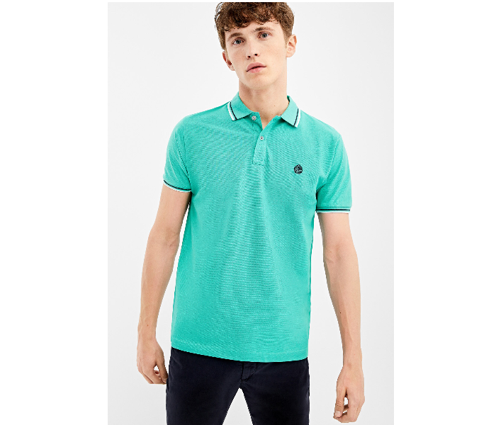 Springfield AW19 Basic Solid Slim Fit Polo T-Shirt XX-Large For Men - Light Green - Zoom Image 3