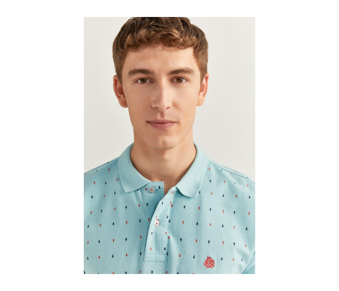 Springfield SS20 Basic Slim Fit Polo Dotted T-Shirt X-Large For Men - Turquoise - Zoom Image 4