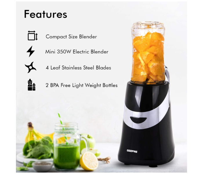 Geepas GSB44020 Personal Blender Smoothie Milkshake Maker - Transparent - Zoom Image 2