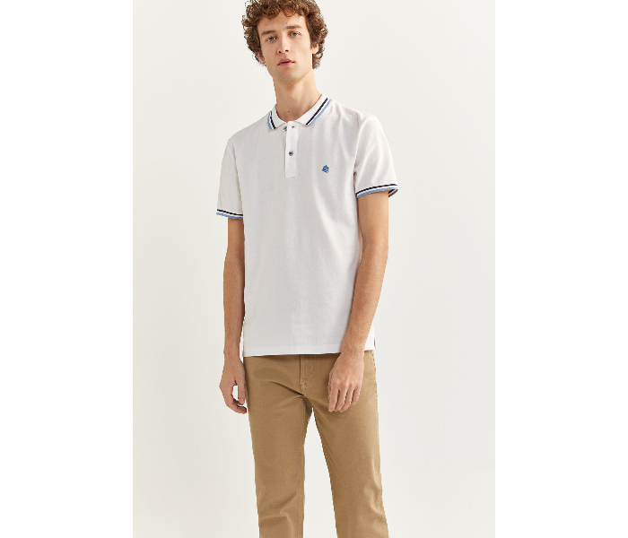 Springfield SS20 Basic Slim Fit Polo T-Shirt With Tipping  X-Large For Men - White - Zoom Image 1