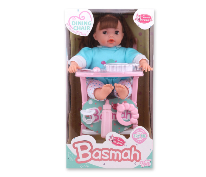 Basmah 14 Inch Girl doll Set With Dining Chair and Sound - Blue - Zoom Image 3