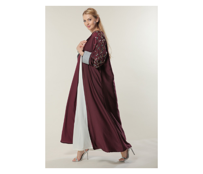 Moisteert Double XL Maroon Abaya with Handwork - Zoom Image 2