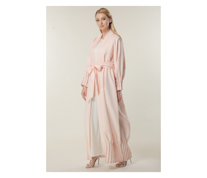 Moistreet Large Peach Abaya with Pleated Hem and Sleeves - Zoom Image 2