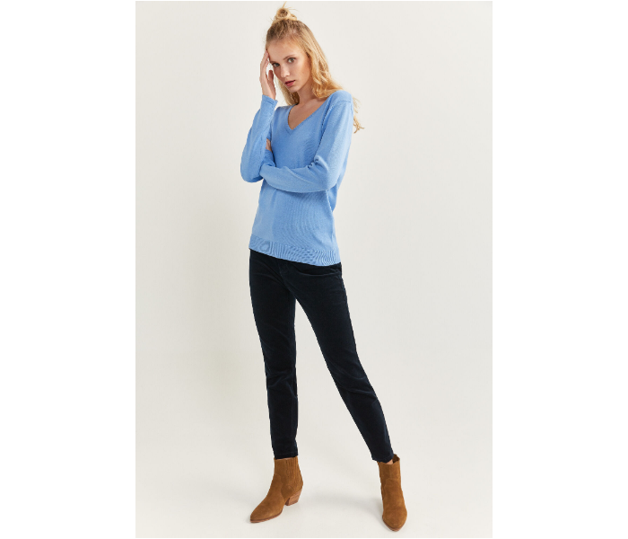 Springfield S20 Long Sleeve Knitwear Medium For Women - Light Blue - Zoom Image 3