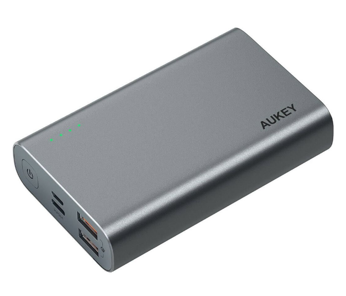 Aukey XD12G 10000mAh Aluminium USB-C Power Bank Quick Charge 3.0 1 x USB-A to USB-C Cable - Gray - Zoom Image 1