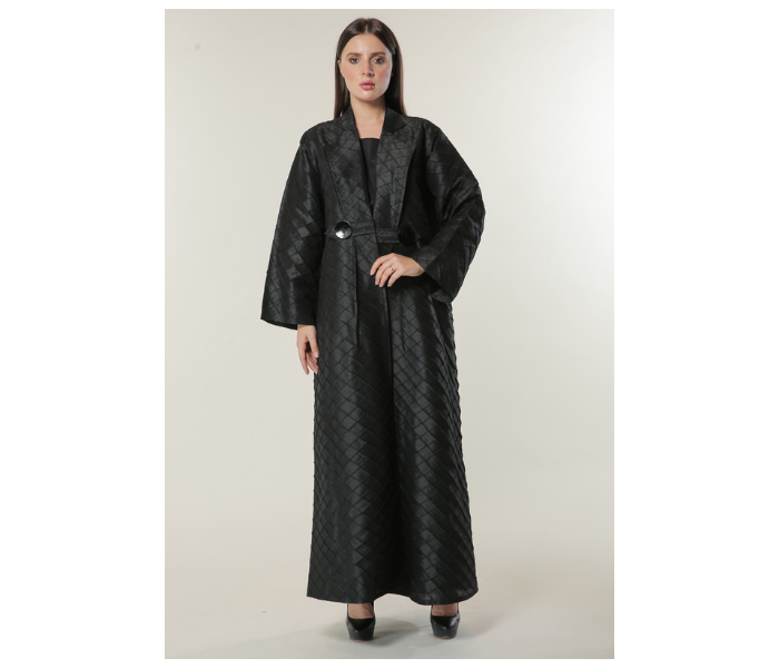 Moistreet Extra Large Black Jaquard Coat Style Abaya - Zoom Image 1