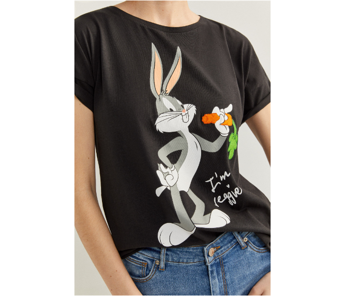 Springfield SS20 Short Sleeve Bugs Bunny Printed T-Shirt X-Small For Women - Black - Zoom Image 2