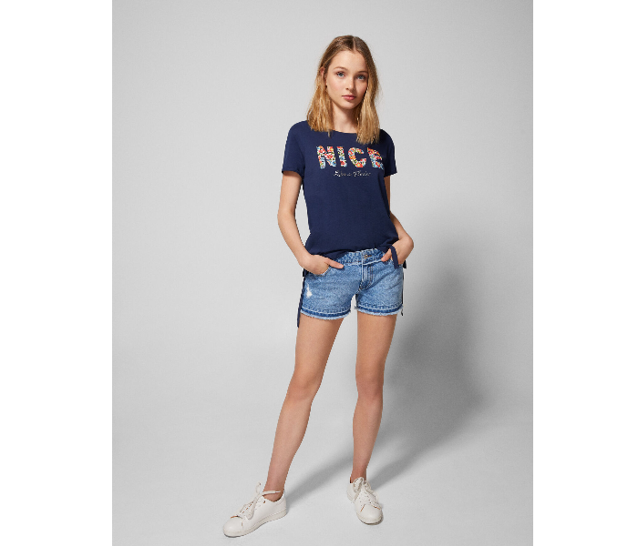 Springfield AW18 Short Sleeve Printed T-Shirt Small For Women - Navy - Zoom Image 3