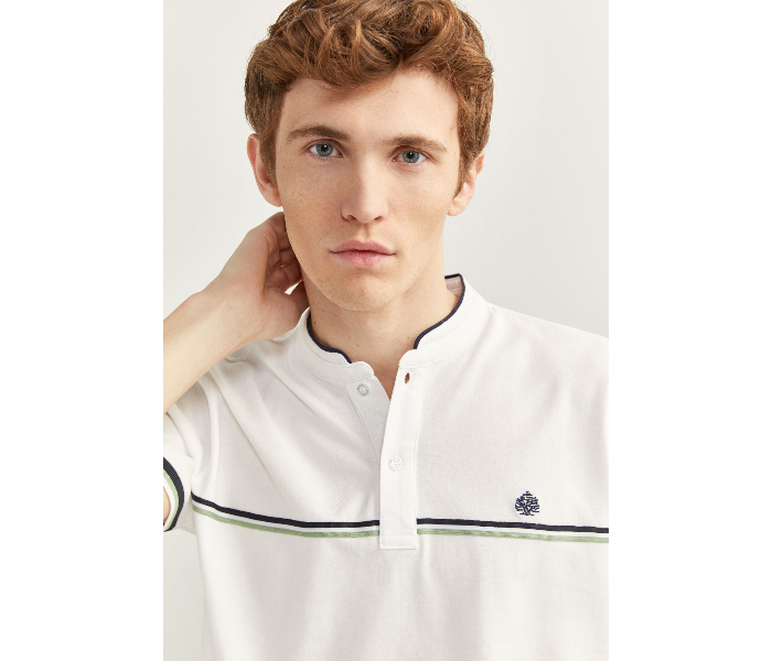 Springfield SS20 Basic Solid Slim Fit Polo T-Shirt Large For Mens - White - Zoom Image 1