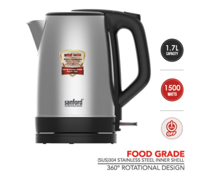 Sanford SF1851EK 1.7 Litre Electric Kettle - Black and Silver - Zoom Image