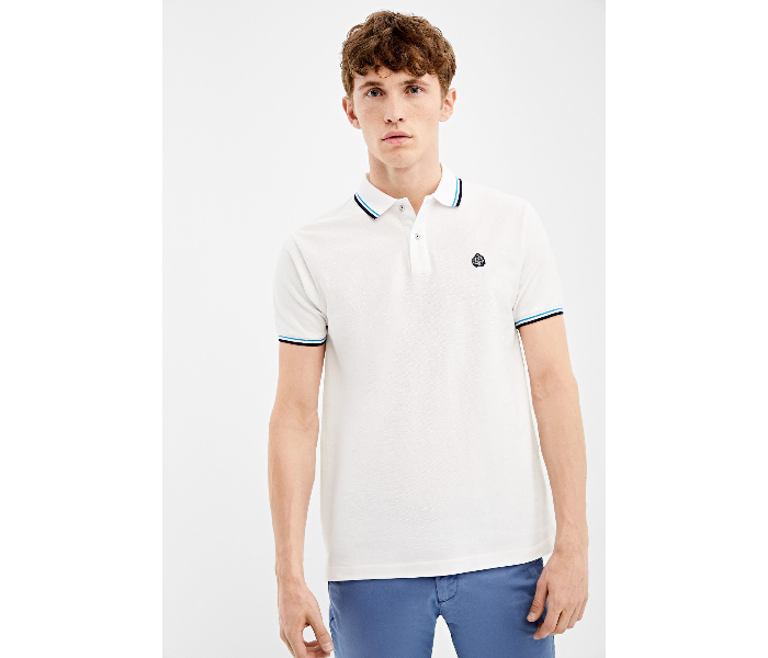 Springfield AW19 Basic Slim Fit Polo T-Shirt XX-Large For Men - White - Zoom Image 2