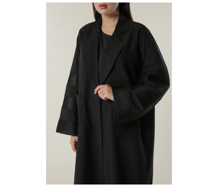 Moistreet Double XL Black Casual Coat Style Abaya - Zoom Image 4