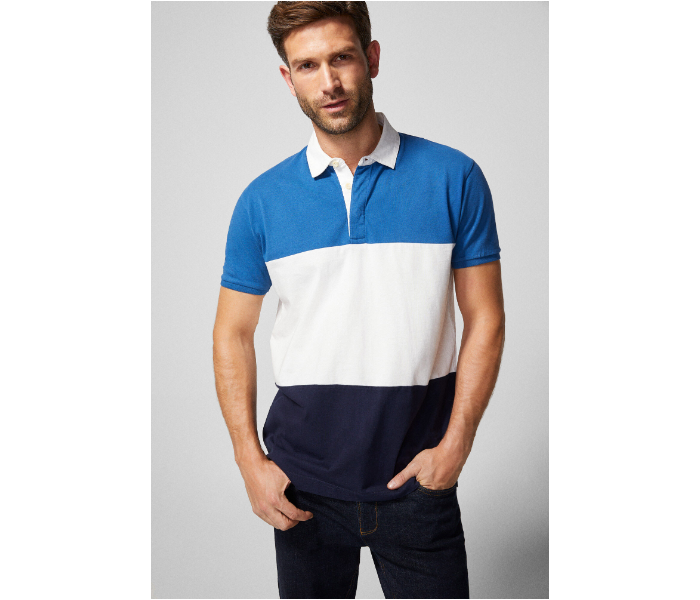 Springfield AW18 Polo Fancy T-Shirt Small For Men - Blue And White - Zoom Image 3