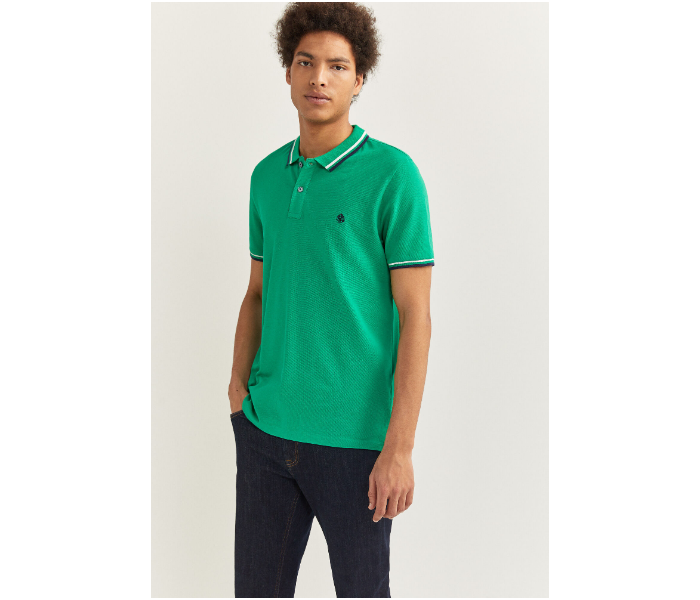 Springfield SS20 Basic Slim Fit Polo T-Shirt With Tipping XXX-Large For Men - Green - Zoom Image 2