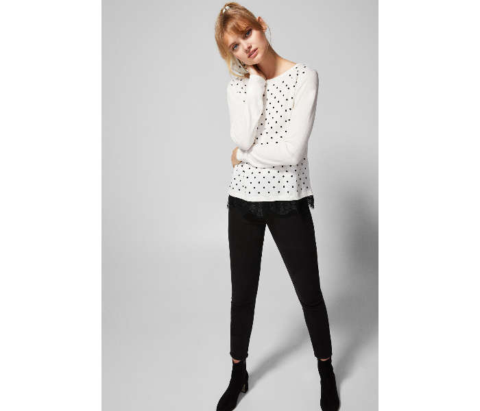 Springfield AW18 Long Sleeve Knitwear Small For Women - White And Black - Zoom Image 2