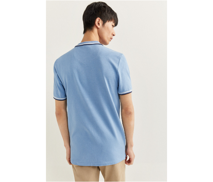 Springfield SS20 Basic Slim Fit Polo T-Shirt With Tipping Small For Men - Light Blue - Zoom Image 3