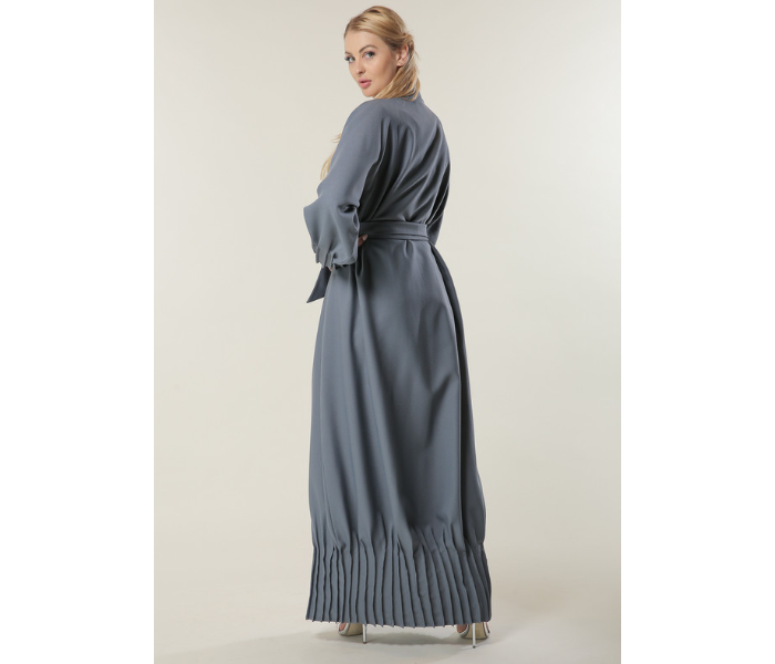 Moistreet Extra LargeGrey Abaya with Pleated Hem and Sleeves - Zoom Image 3