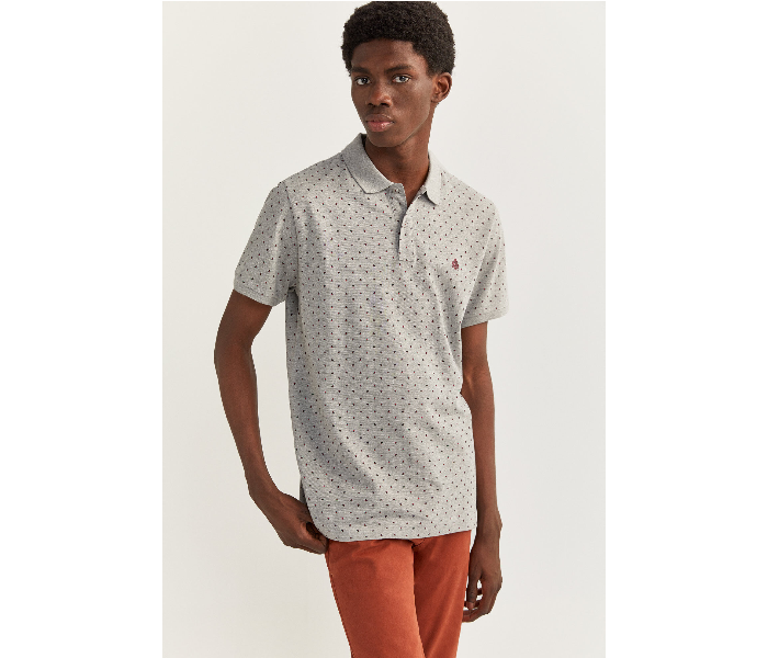 Springfield SS20 Basic Dotted Slim Fit Polo T-Shirt X-Large For Men - Grey - Zoom Image 3