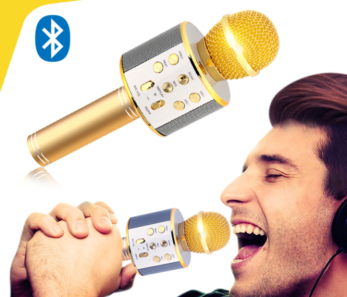 WSTER WS-858 Wireless Bluetooth Karaoke Microphone Speaker Handheld Mic - Rose Gold - Zoom Image 3