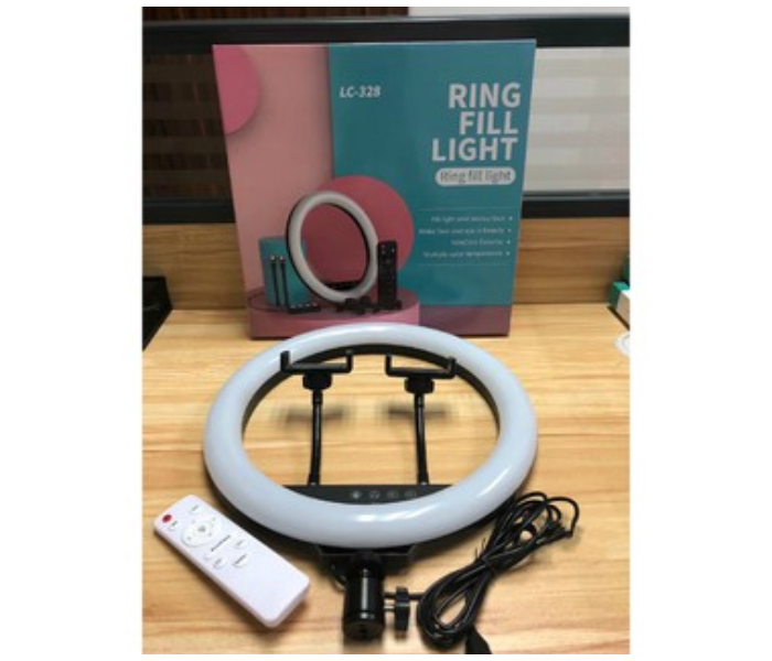 TikTok LC-328 13 Inch Ring Led Photo Selfie Beauty Light With Touch Remote Control Dual Mobile Phone Position Fill Light - Zoom Image 2