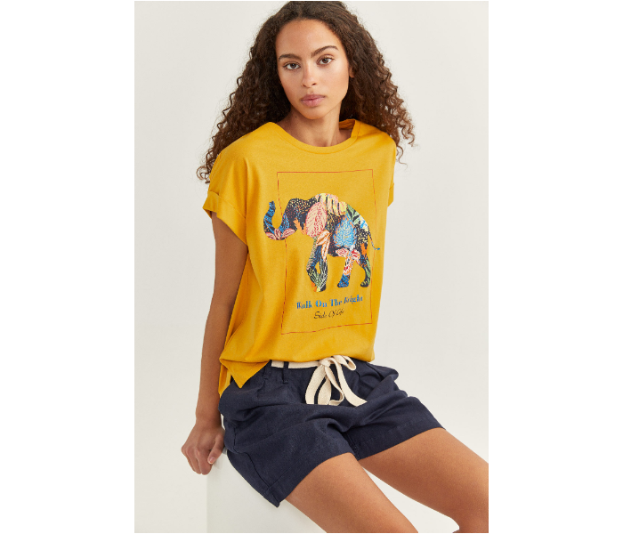 Springfield SS20 Short Sleeve T-Shirt With Design Small For Women - Dark Yellow - Zoom Image 1