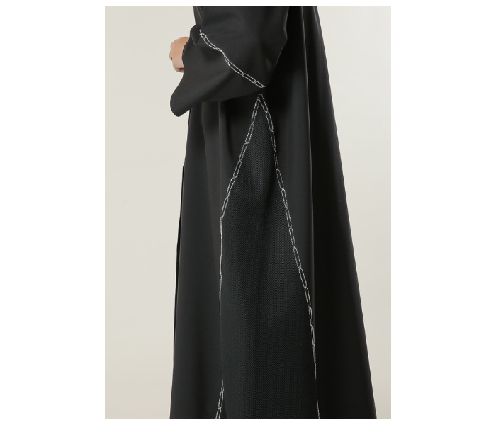 Moistreet Double XL Black Abaya with Handwork - Zoom Image 4