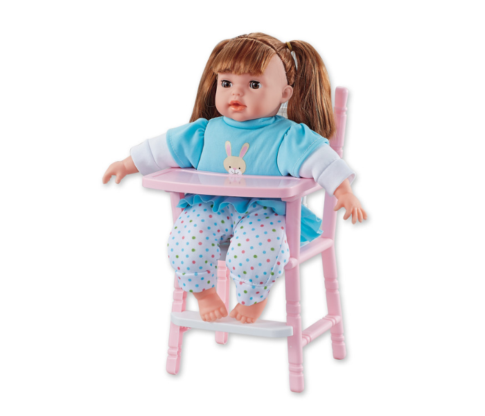 Basmah 14 Inch Girl doll Set With Dining Chair and Sound - Blue - Zoom Image 1