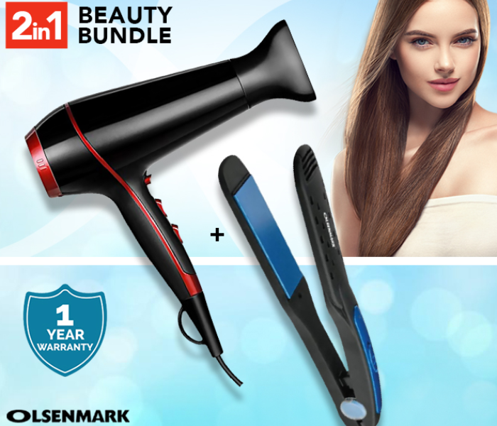 Olsenmark CO4075+4022 Hair Dryer and Ceramic Hair Straightner Combo  - Zoom Image