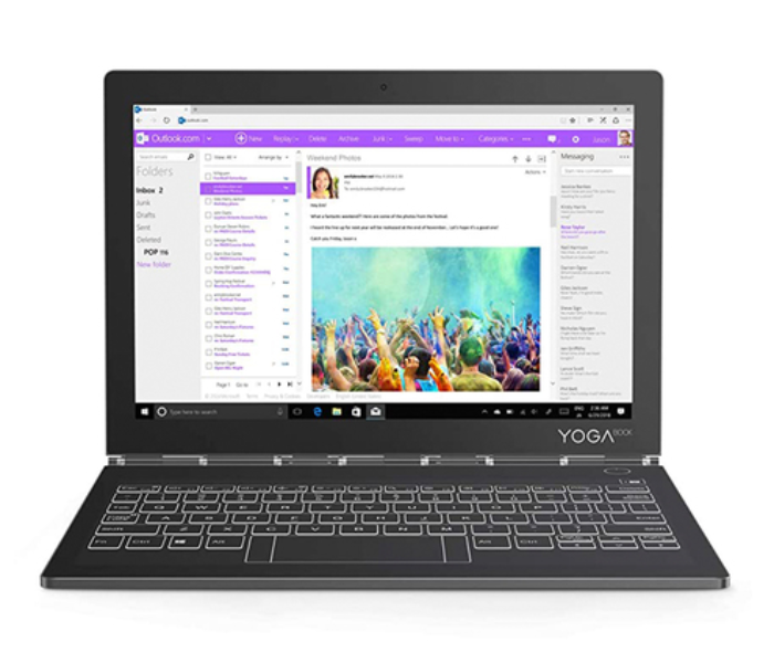 Lenovo Notebook Yoga J912F-ZA3S0084AE Black Lenovo Notebook J912F-ZA3S0084AE 4GB RAM 256GB HDD Core i5-7Y54 10.8 Inches Integrated Intel HD Graphics 615 Windows 10 - Black  - Zoom Image 1