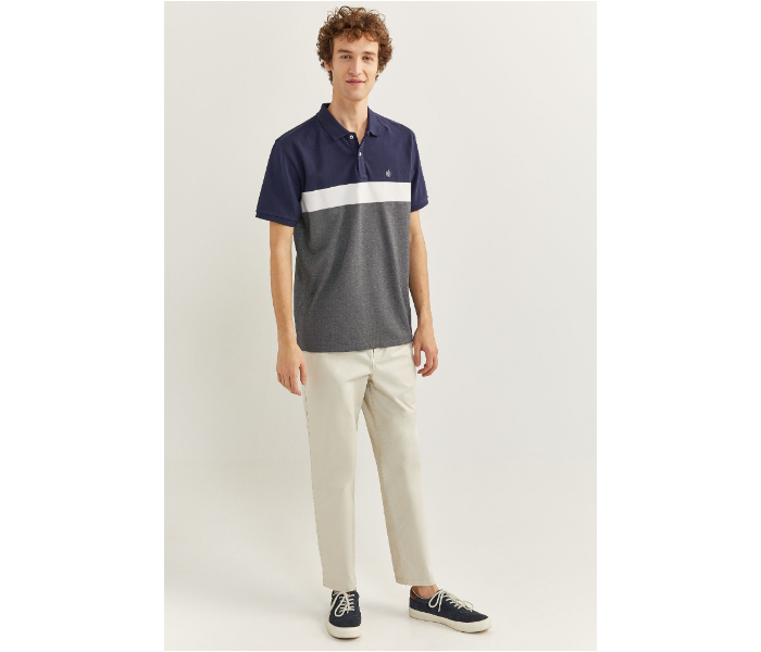 Springfield SS20 Basic Slim Fit Block Polo T-Shirt Medium For Men - Navy and Grey - Zoom Image 4