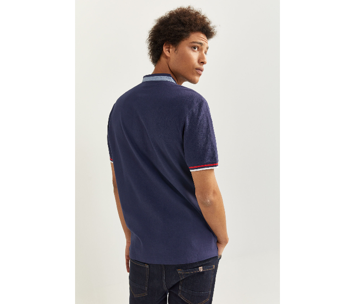 Springfield SS20 Basic Solid Slim Fit Polo T-Shirt X-Small For Men - Navy - Zoom Image 3