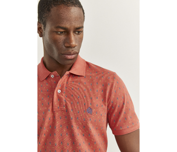 Springfield SS20 Basic Slim Fit Polo Dotted T-Shirt X-Large For Men – Dark Peach - Zoom Image 2