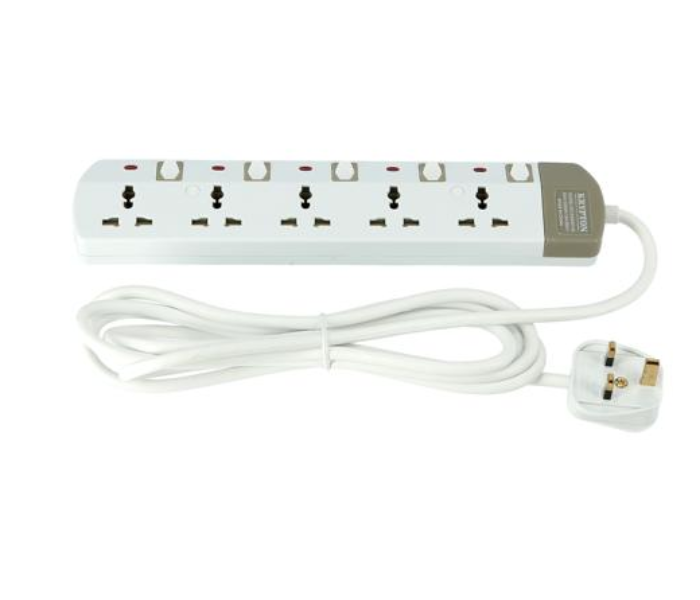 Krypton KNES5145 3Metre 5 Way Extension Socket - White - Zoom Image 1