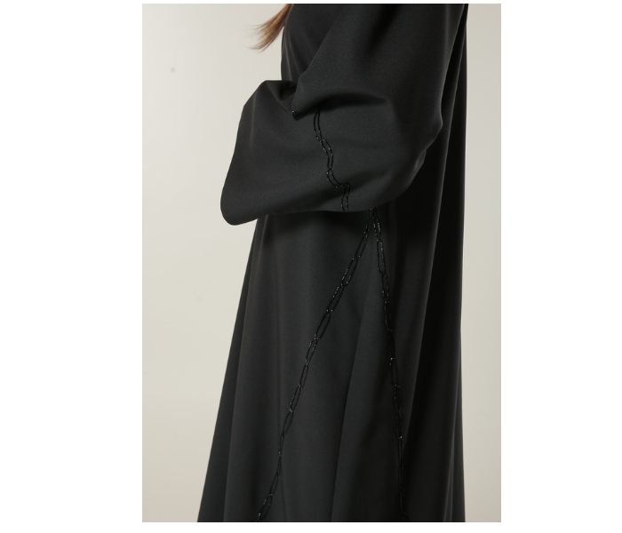 Moistreet Medium Black Formal Abaya with Handwork - Zoom Image 4