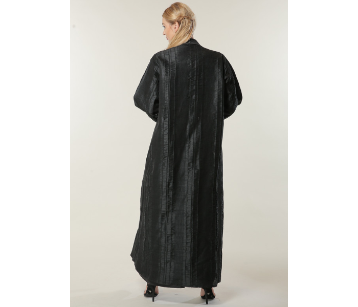 Moistreet Extra Large Jaquard Coat Style Abaya - Black - Zoom Image 3