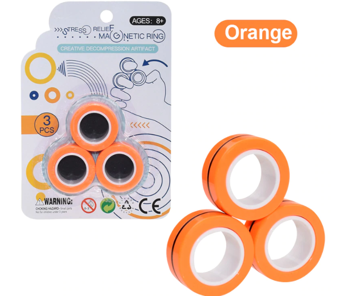 Magnetic Fun Spin Relief Stress Finger Game Attention Roller Ring - Orange - Zoom Image