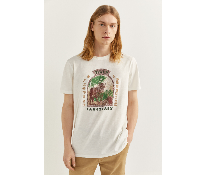 Springfield SS18 SPF Printed Quote Short Sleeve T-shirt Small - Cream - Zoom Image 1