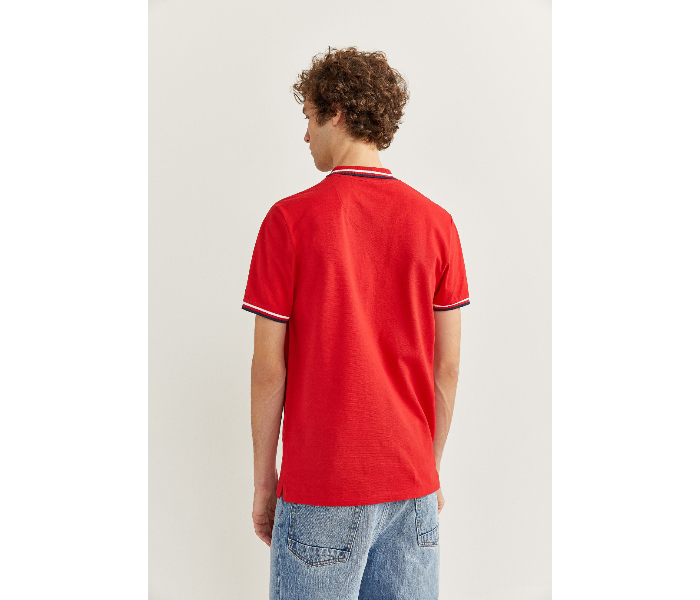 Springfield SS20 Basic Slim Fit Polo T-Shirt With Tipping X-Large For Men - Red - Zoom Image 4