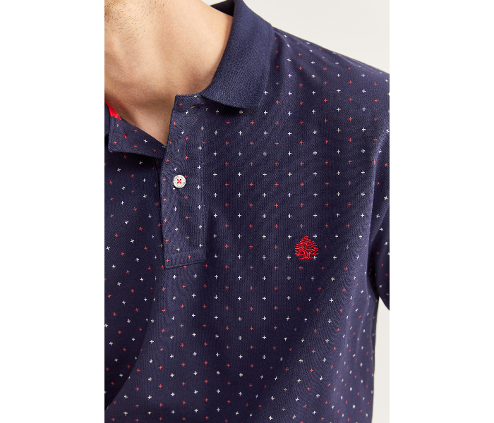 Springfield SS20 Basic Dotted Slim Fit Polo T-Shirt XX-Large For Men – Blue - Zoom Image 2