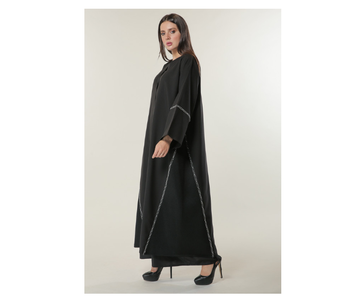 Moistreet Extra Small Black Abaya with Handwork - Zoom Image 2