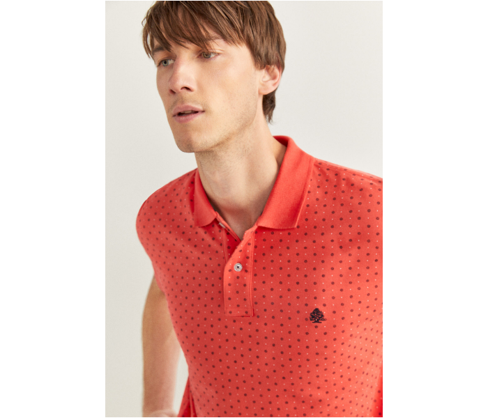 Springfield SS20 Basic Dotted Slim Fit Polo T-Shirt Medium For Men - Orange - Zoom Image 2