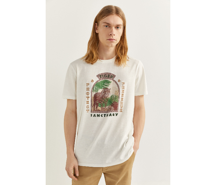 Springfield SS18 SPF Printed Quote Short Sleeve T-shirt Medium - Cream - Zoom Image 1