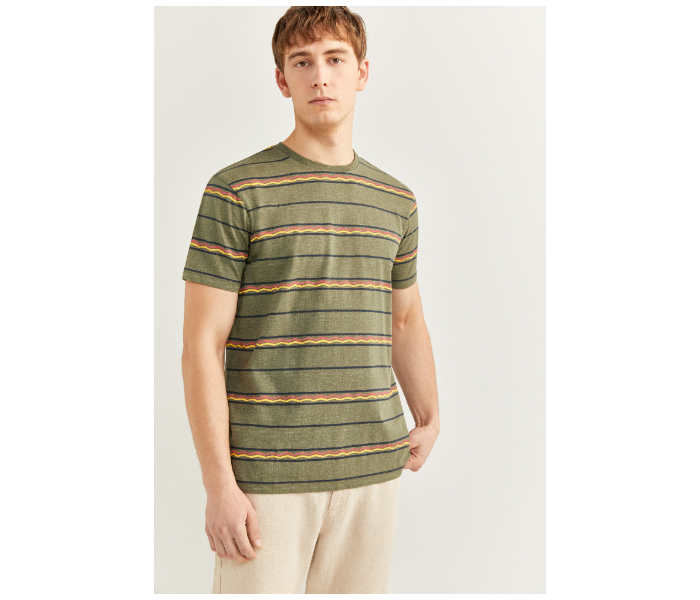 Springfield SS20 Short Sleeve Knitted T-shirt X-Large For Men - Green and Yellow - Zoom Image 1