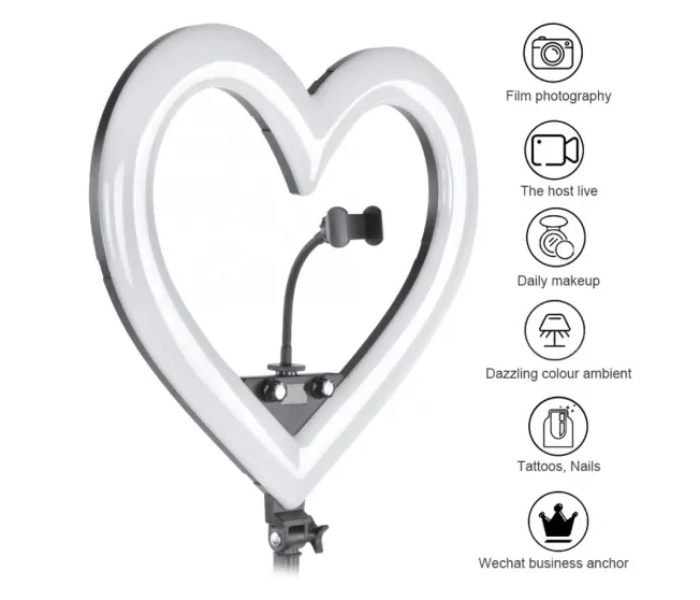 TikTok 18inch 45cm Heart RGB Led Ring Filling Light With 2.1m Tripod - Zoom Image 2