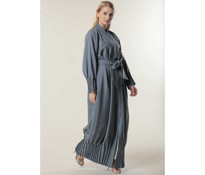 Moistreet Large Grey Abaya with Pleated Hem and Sleeves - Zoom Image 2