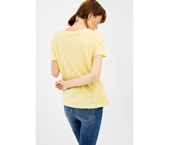 Springfield AW19 Short Sleeve Fancy T-Shirt Medium For Women - Yellow - Zoom Image 3