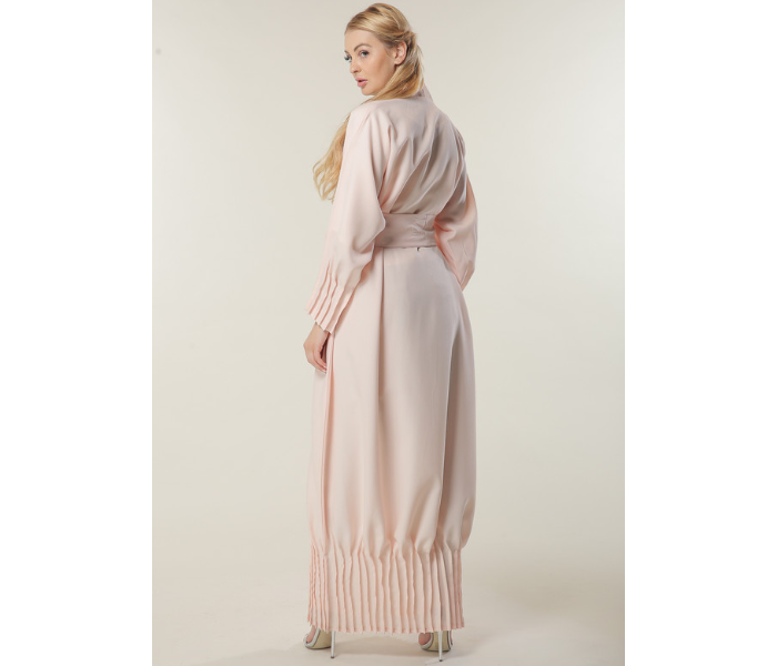 Moistreet Large Peach Abaya with Pleated Hem and Sleeves - Zoom Image 3